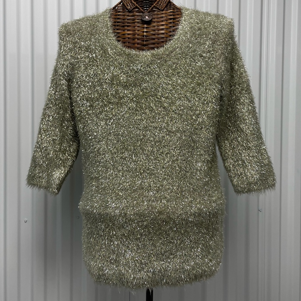 NWOT Gold Reba Metallic Sweater Shirt size XL